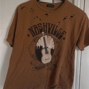 Brown Nashville Music City Graphic T-Shirt